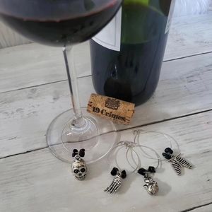 Halloween Skull Body Part Metal Wine Charms